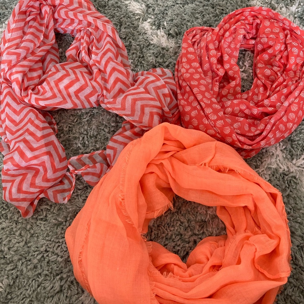 Set of Three Pink / Orange Scarves